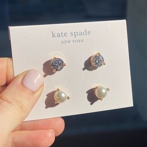 Kate Spade Faux Diamond and Pearl Earring Set